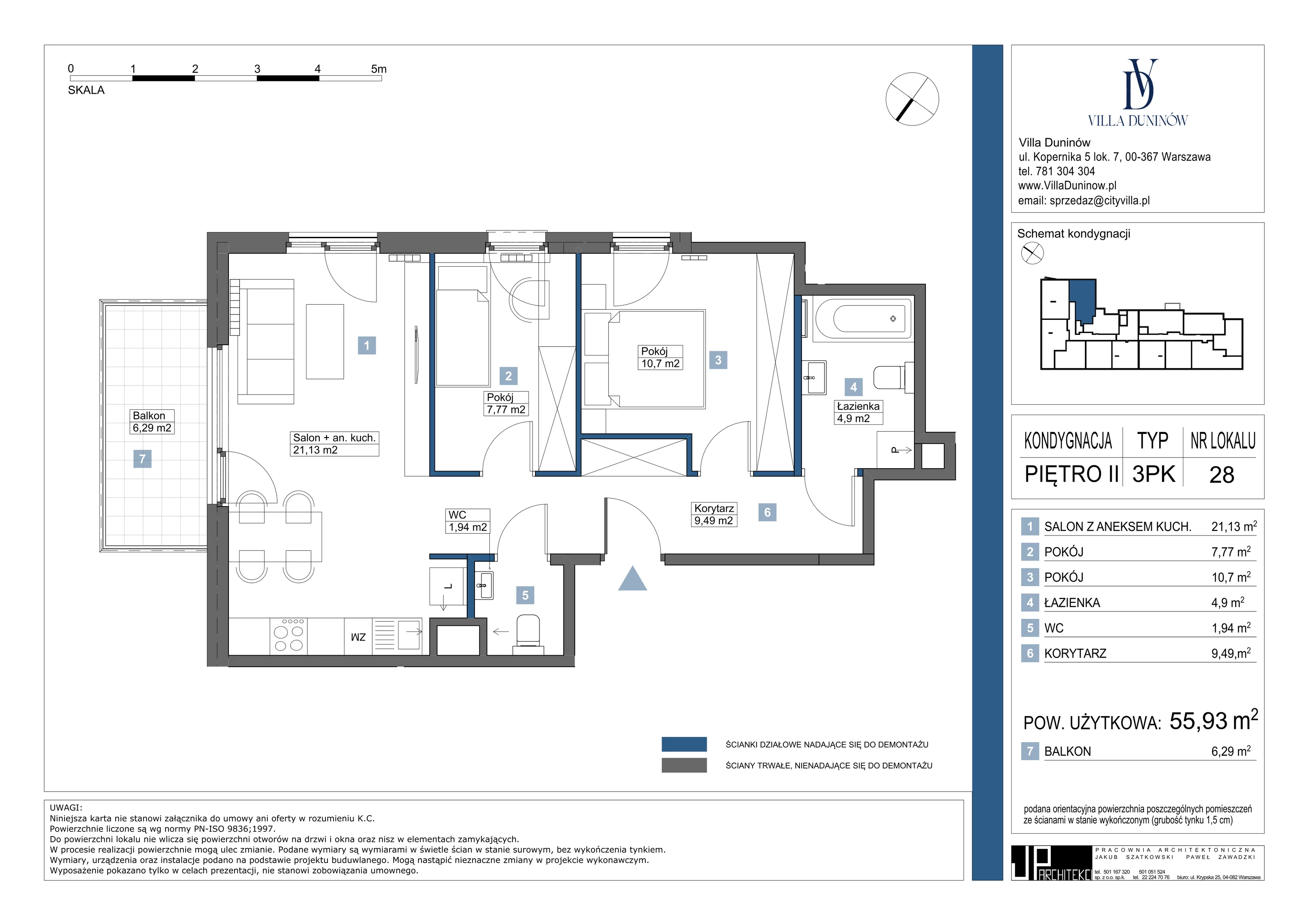 Mieszkanie 55,93 m², piętro 2, oferta nr 28, Villa Duninów, Warszawa, Białołęka, Henryków, ul. Duninów 7, 03-182 Warszawa